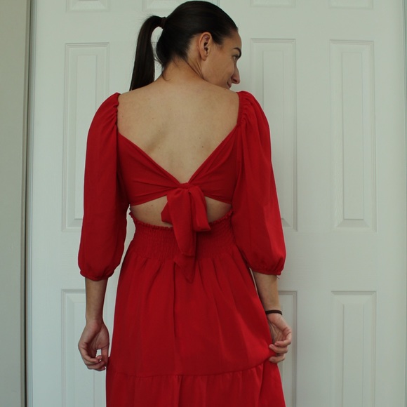 Small Red Flowy Dress - Picture 2 of 4